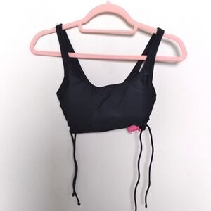 Xhilaration Black Square Neck Ruched Side Tie Bikini Top Size Small New with Tag